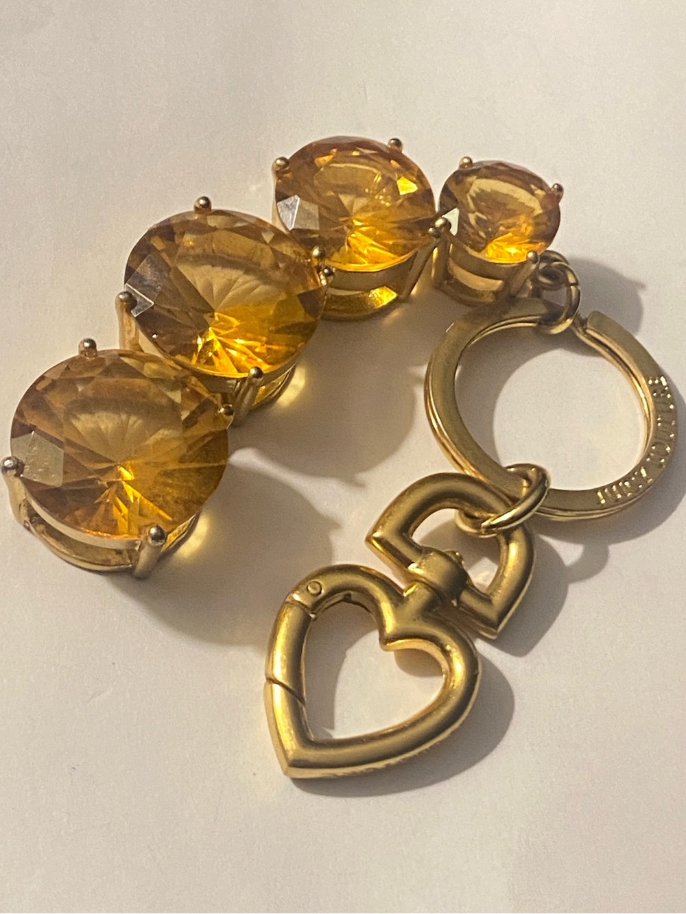 Vtg Y2K Juicy Couture Purse Bag Key Chain Ring Charm Heart With XL Rhinestones